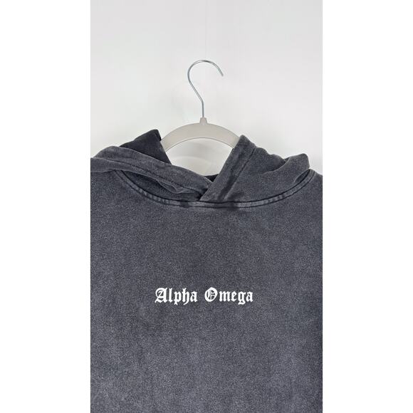 Alpha Omega Soldier Of God Hoodie Pullover Size Small Washed Black New Jesus - Picture 2 of 8